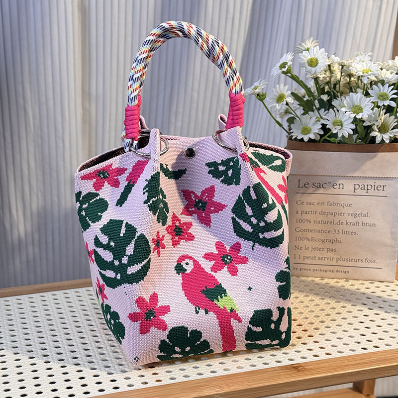 Knitted Buckle Bag Portable Large Capacity