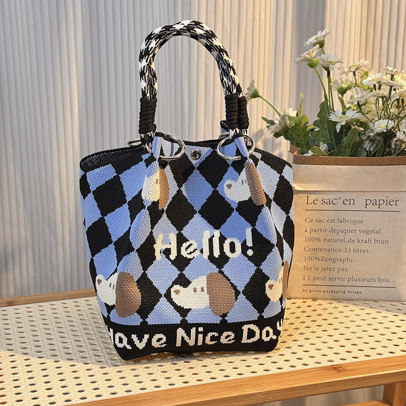 Knitted Buckle Bag Portable Large Capacity