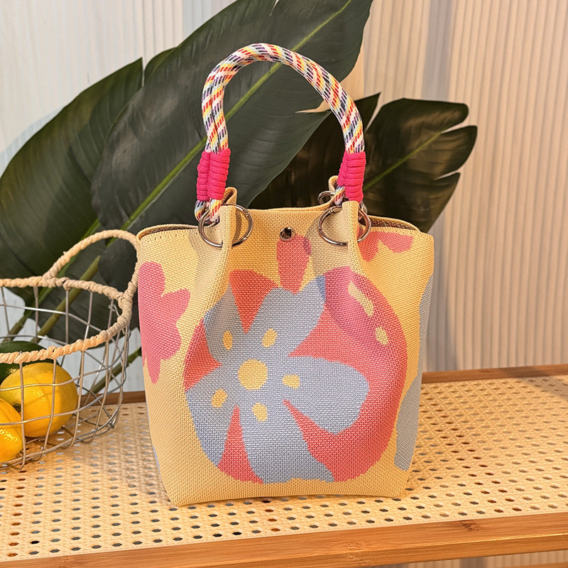 Knitted Buckle Bag Portable Large Capacity