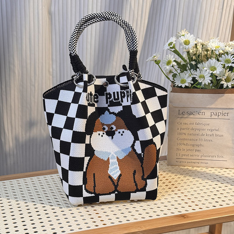 Knitted Buckle Bag Portable Large Capacity