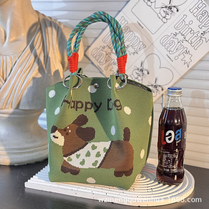 Knitted Buckle Bag Portable Large Capacity