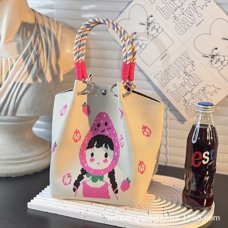 Knitted Buckle Bag Portable Large Capacity