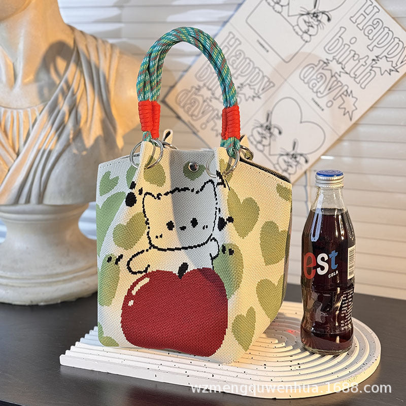 Knitted Buckle Bag Portable Large Capacity