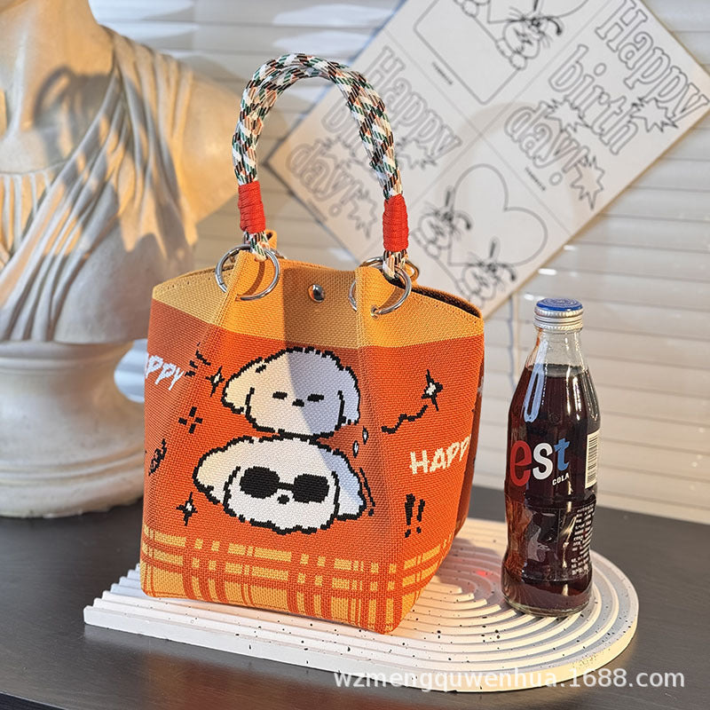 Knitted Buckle Bag Portable Large Capacity