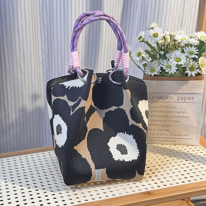 Knitted Buckle Bag Portable Large Capacity