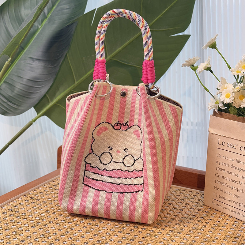 Knitted Buckle Bag Portable Large Capacity