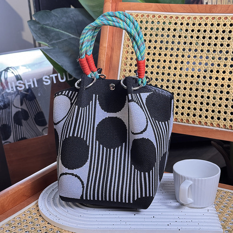 Knitted Buckle Bag Portable Large Capacity