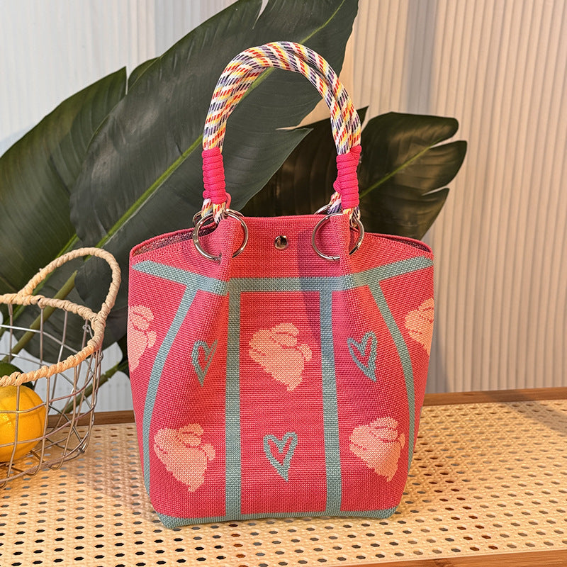 Knitted Buckle Bag Portable Large Capacity