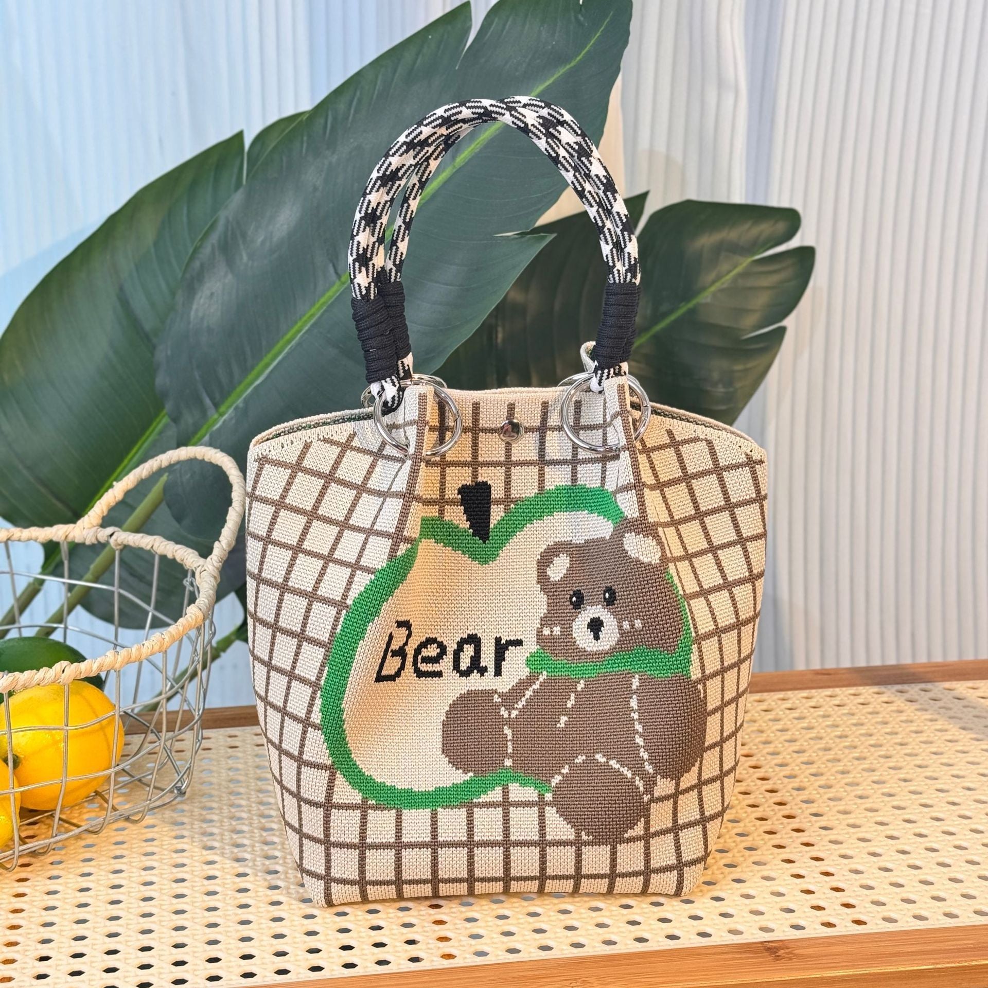 Knitted Buckle Bag Portable Large Capacity