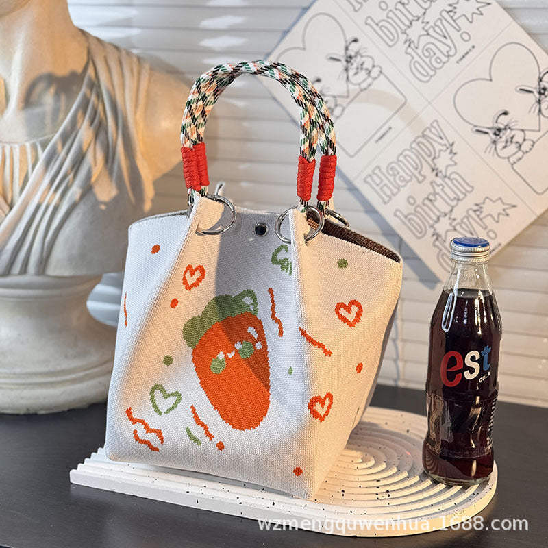 Knitted Buckle Bag Portable Large Capacity