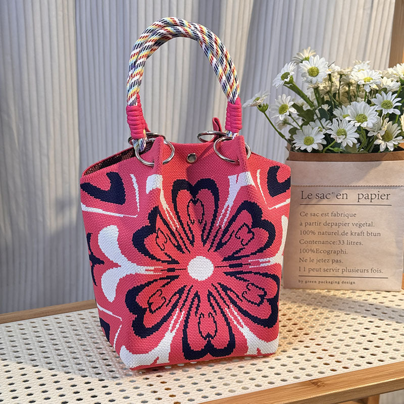 Knitted Buckle Bag Portable Large Capacity