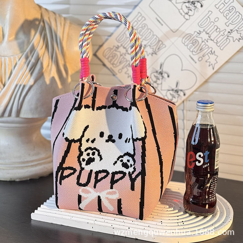 Knitted Buckle Bag Portable Large Capacity