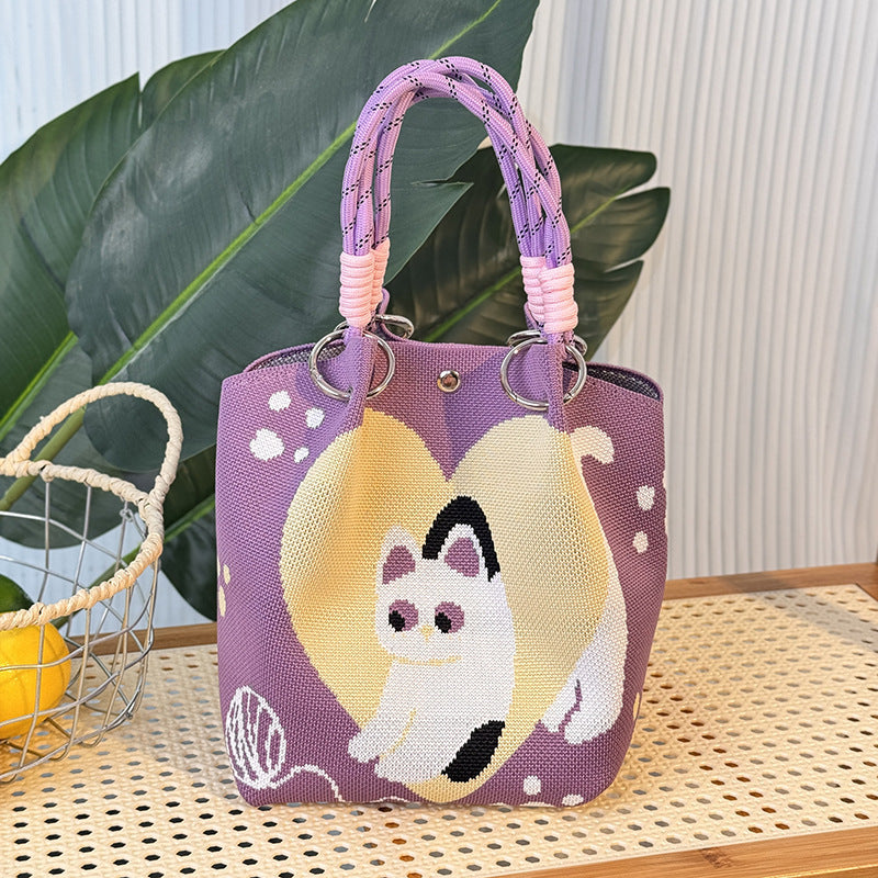 Knitted Buckle Bag Portable Large Capacity