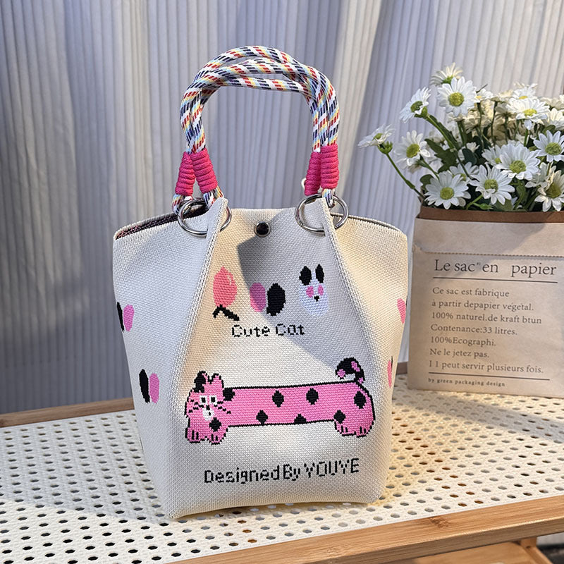 Knitted Buckle Bag Portable Large Capacity