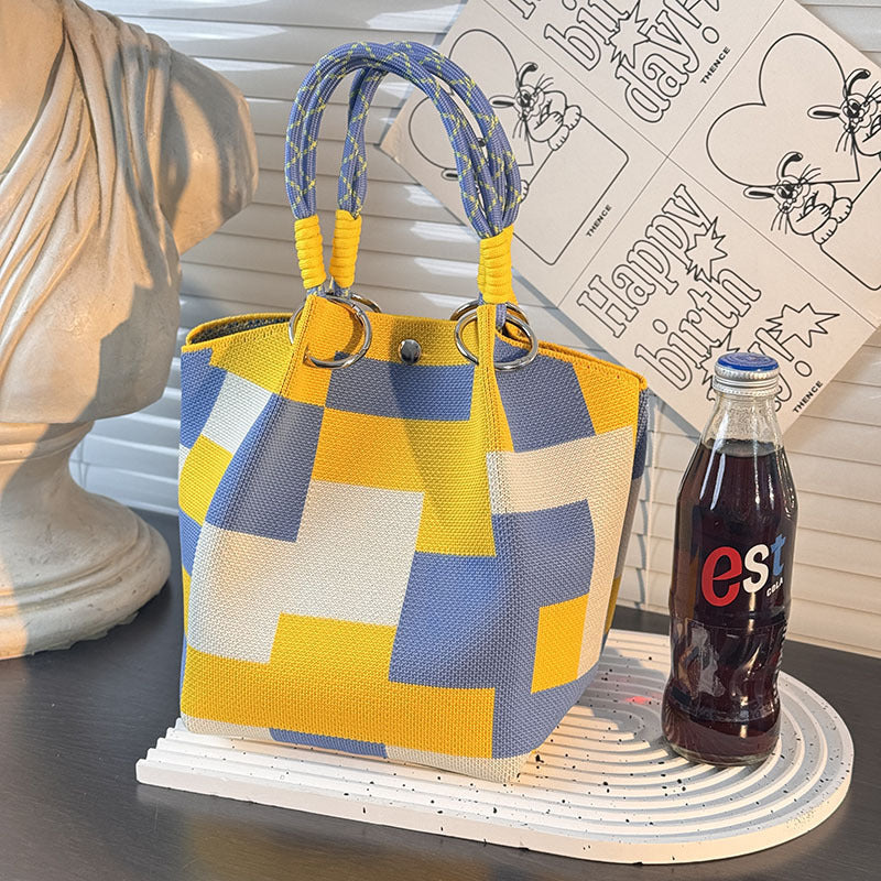 Knitted Buckle Bag Portable Large Capacity