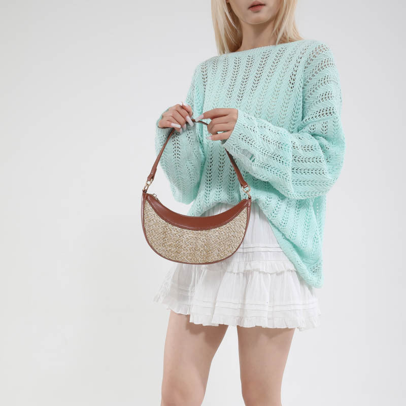 High-grade Straw Special-interest Design Shoulder Crossbody Dumpling Bag