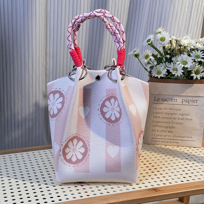 Knitted Buckle Bag Portable Large Capacity
