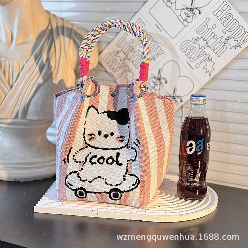 Knitted Buckle Bag Portable Large Capacity