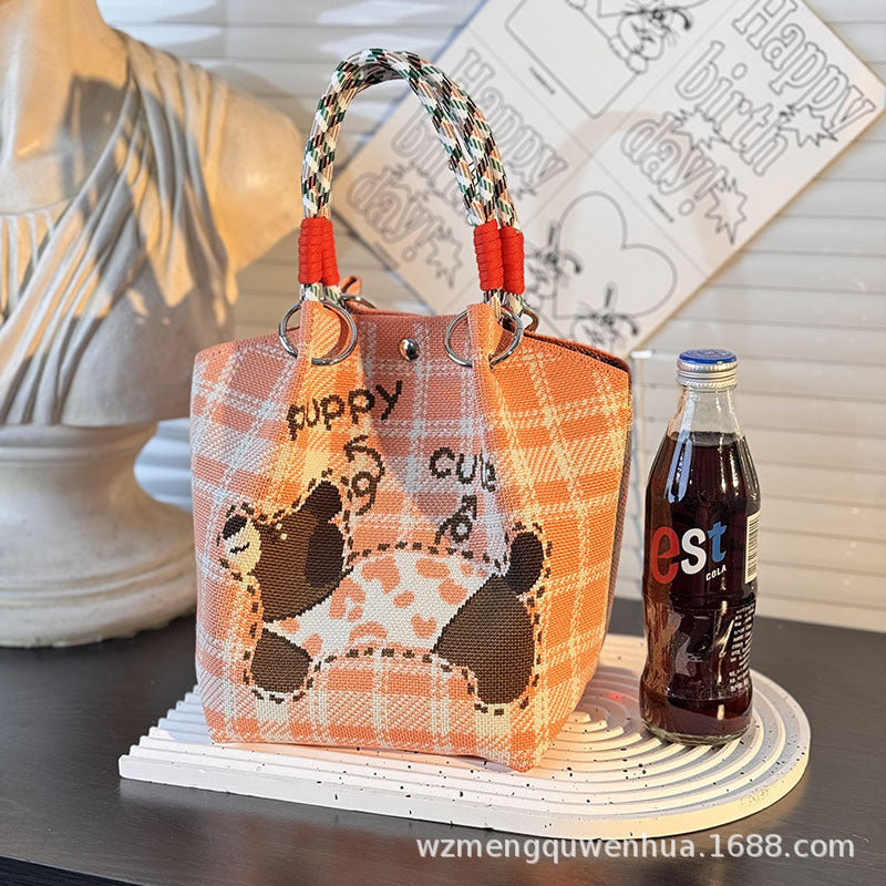 Knitted Buckle Bag Portable Large Capacity