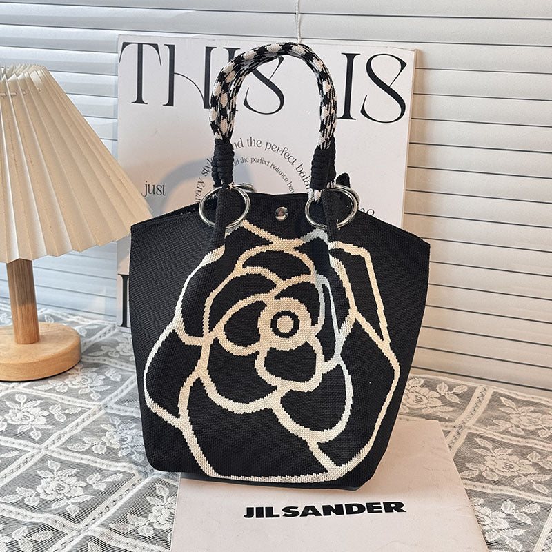 Knitted Buckle Bag Portable Large Capacity