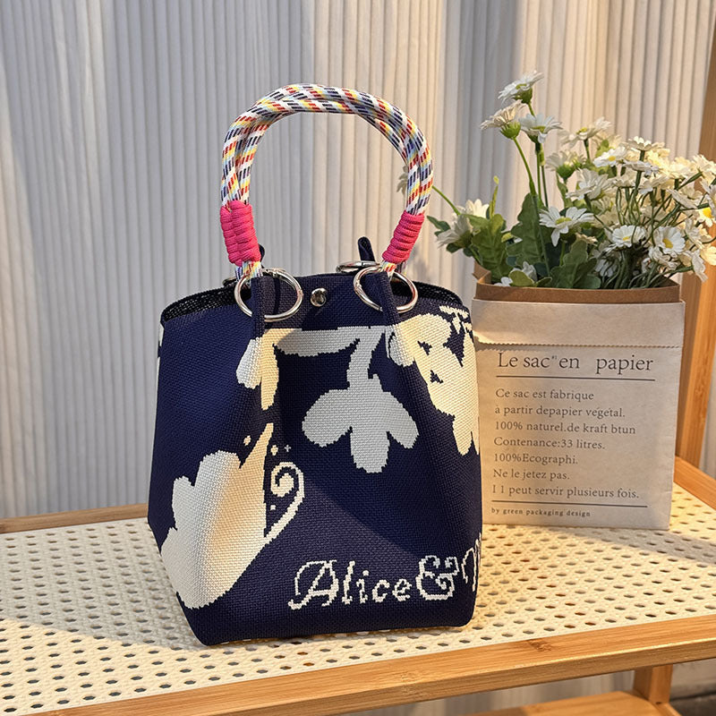 Knitted Buckle Bag Portable Large Capacity