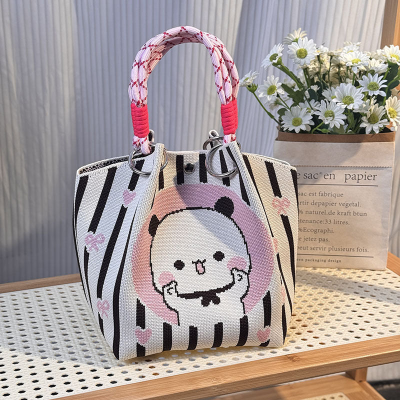 Knitted Buckle Bag Portable Large Capacity