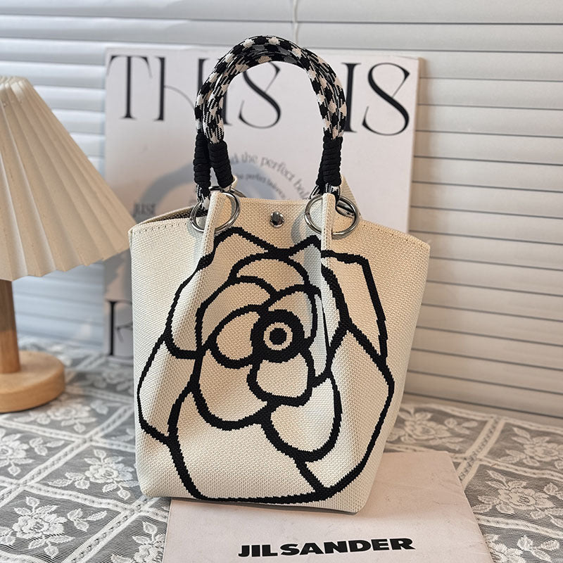 Knitted Buckle Bag Portable Large Capacity