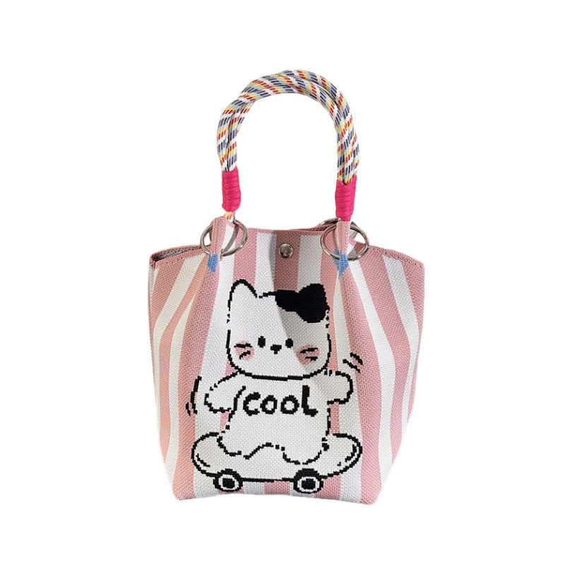 Knitted Buckle Bag Portable Large Capacity