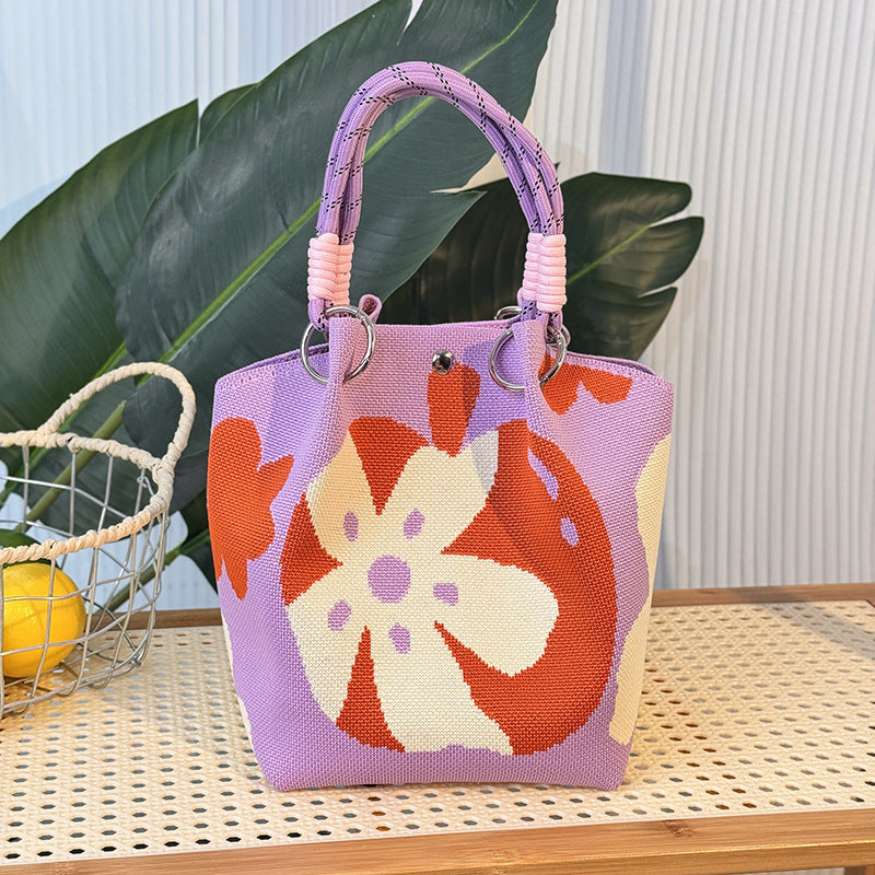 Knitted Buckle Bag Portable Large Capacity